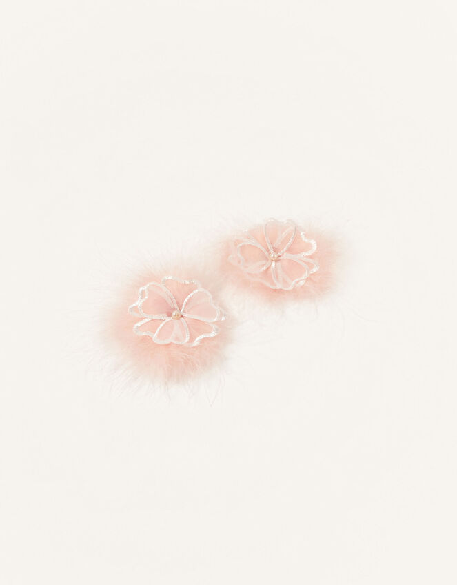 Fluffy Diamante Flower Hair Clip Twinset, , large