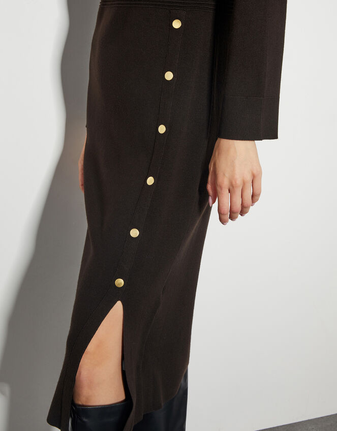 Ciara Button Midi Jumper Dress, Brown (CHOCOLATE), large
