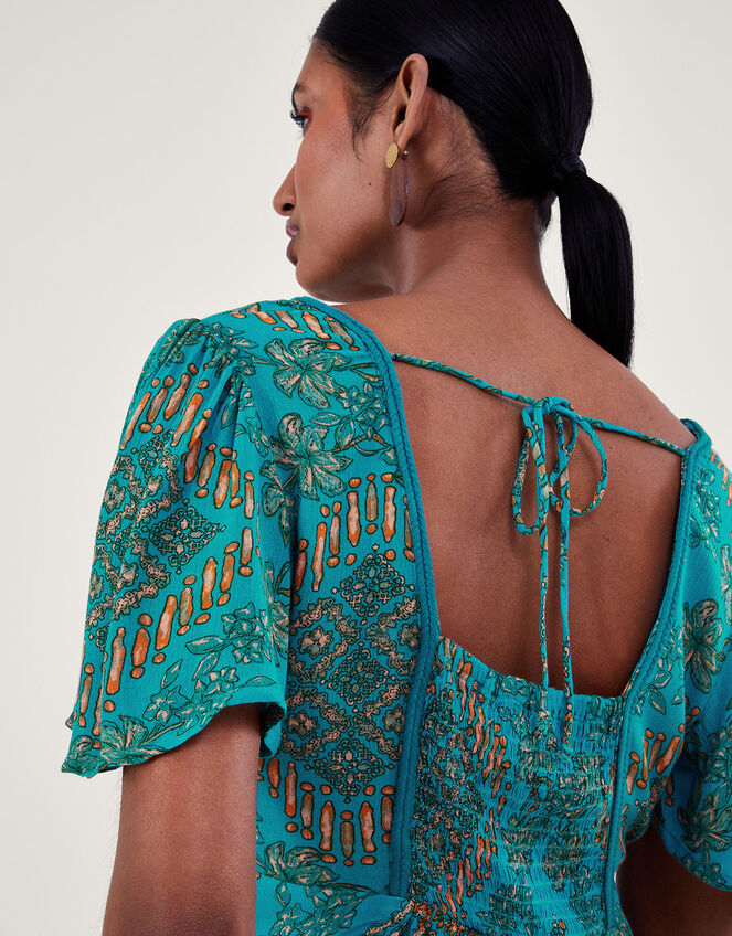Print Midi Dress, Blue (TURQUOISE), large