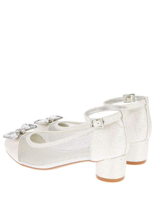 Diamante Bow Princess Shoes, Silver (SILVER), large