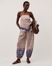 Ari Floral Harem Trousers, Blue (BLUE), large