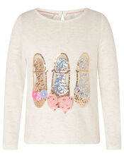 Sparkle Shoe Long Sleeve Top, Ivory (IVORY), large