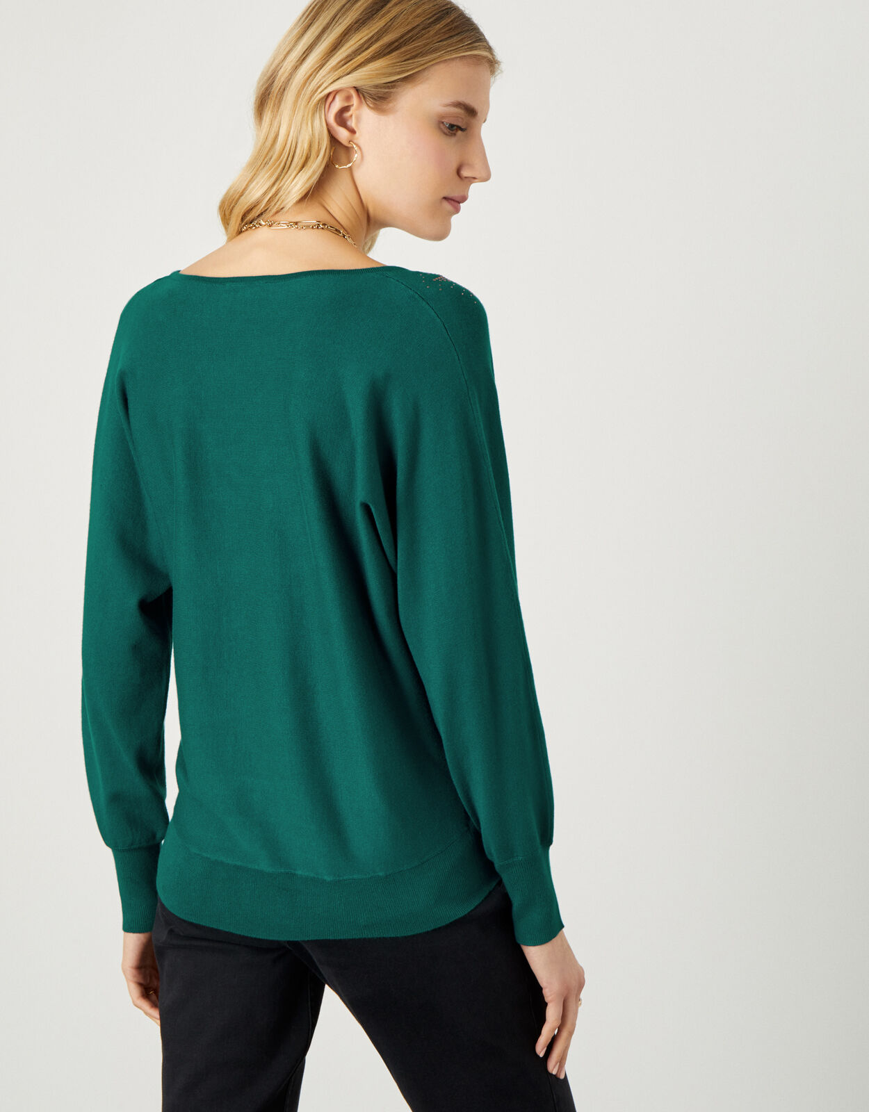 Heat Seal Star V Neck Jumper Green