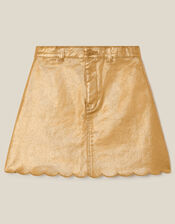 Jadine Scallop Metallic Skirt, Gold (GOLD), large