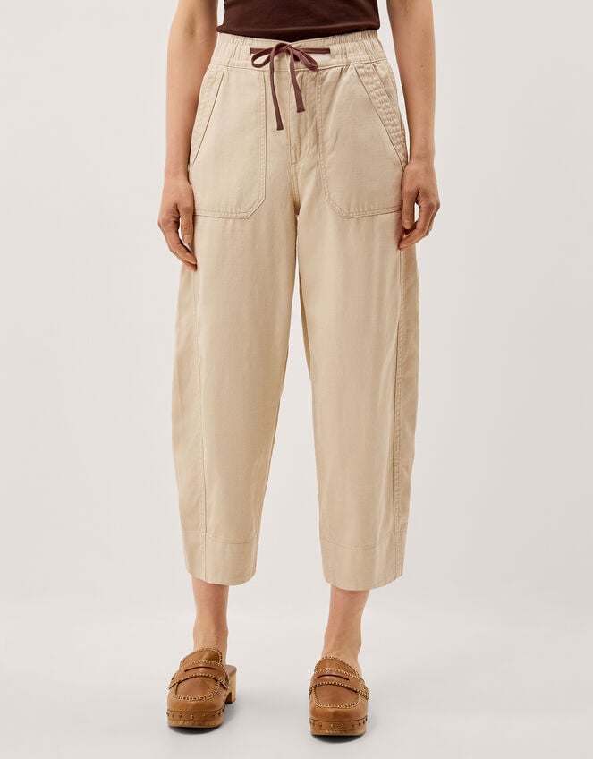 Megan Cropped Barrel Pants, Natural (ECRU), large