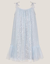 Rosalee Sequin Tulle Swing Dress, Blue (BLUE), large