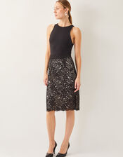 Ria Lace Pencil Skirt , Black (BLACK), large