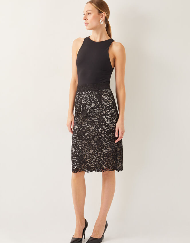 Ria Lace Pencil Skirt , Black (BLACK), large