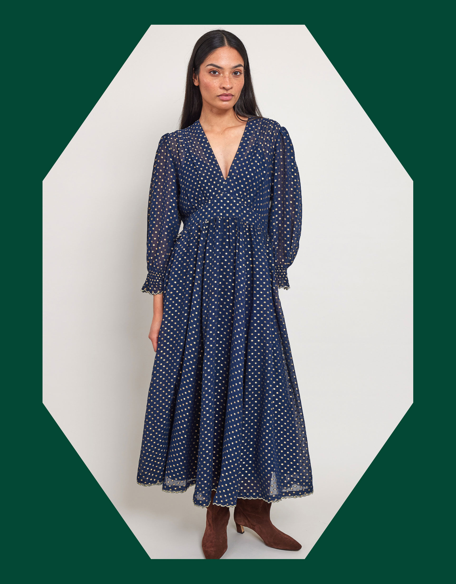East Polka Dot Dress Blue