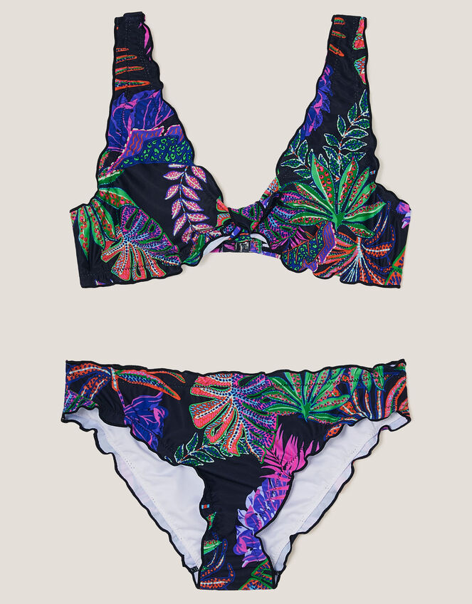 Tropical Print Frill Bikini Set, Multi (MULTI), large