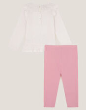 Baby Floral Heart Top & Leggings Set, Ivory (IVORY), large