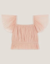 Olene Pleat Tulle Top, Pink (PALE PINK), large