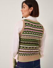 Fira Fair Isle Knitted Tank Top, Green (GREEN), large