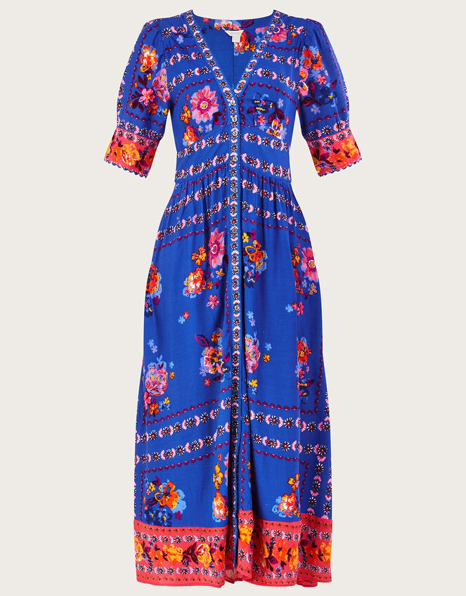 Scarf Print Dress in LENZING™ ECOVERO™, Blue (BLUE), large