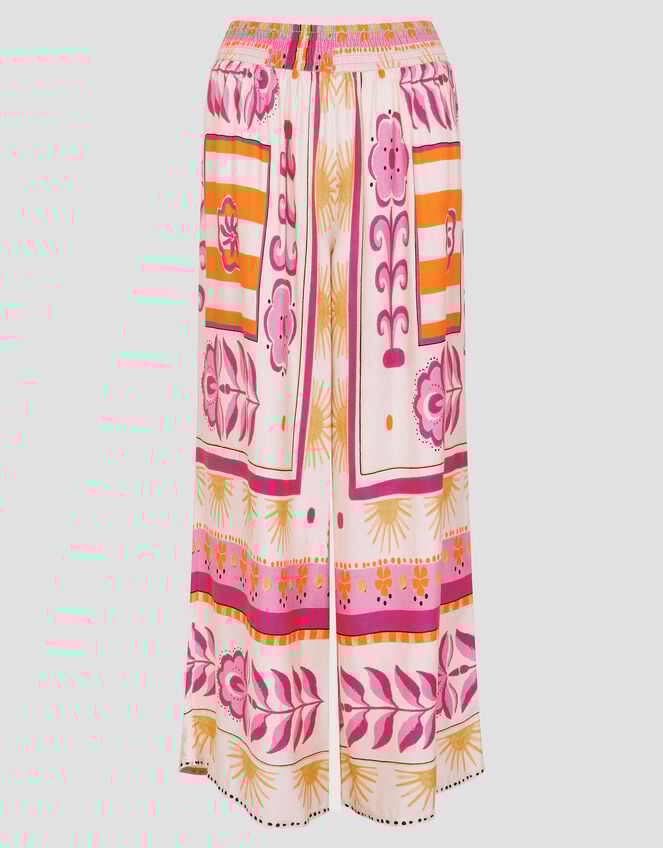 Tina Summer Floral Wide Leg Trousers, Pink (PINK), large