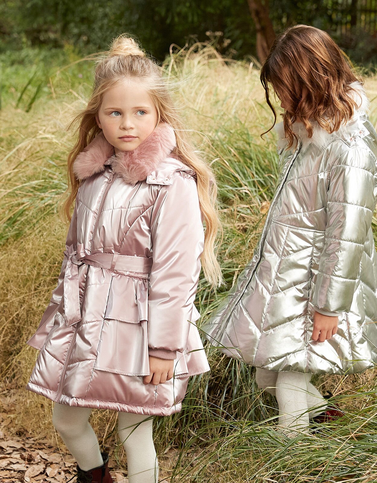 Frill Skirted Coat with Hood Pink