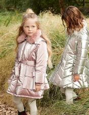 Frill Skirted Coat with Hood, Pink (PINK), large