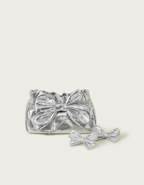 Mirror Metallic Bow Bag, , large