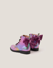 Rainbow Lace Up Boots, Pink (PINK), large