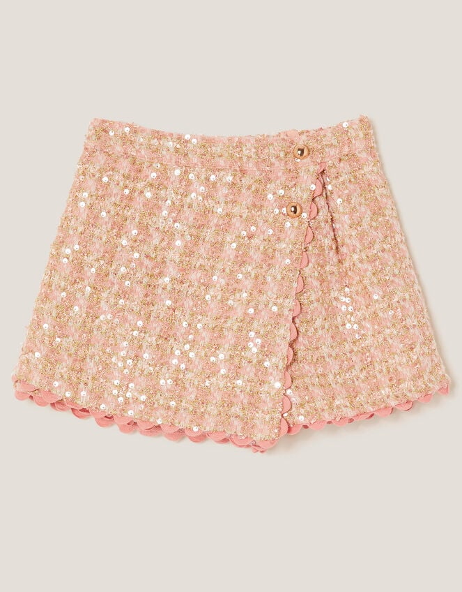 Sequin Tweed Skort, Pink (PINK), large