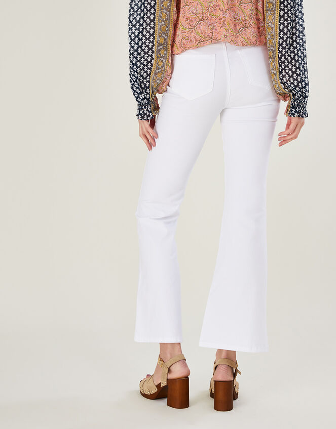 Flared Denim Jeans with Sustainable Cotton, Ivory (IVORY), large
