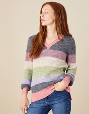 Stripe V Neck Jumper, Multi (MULTI), large