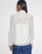 Mae Organza Pussybow Blouse, Ivory (IVORY), large