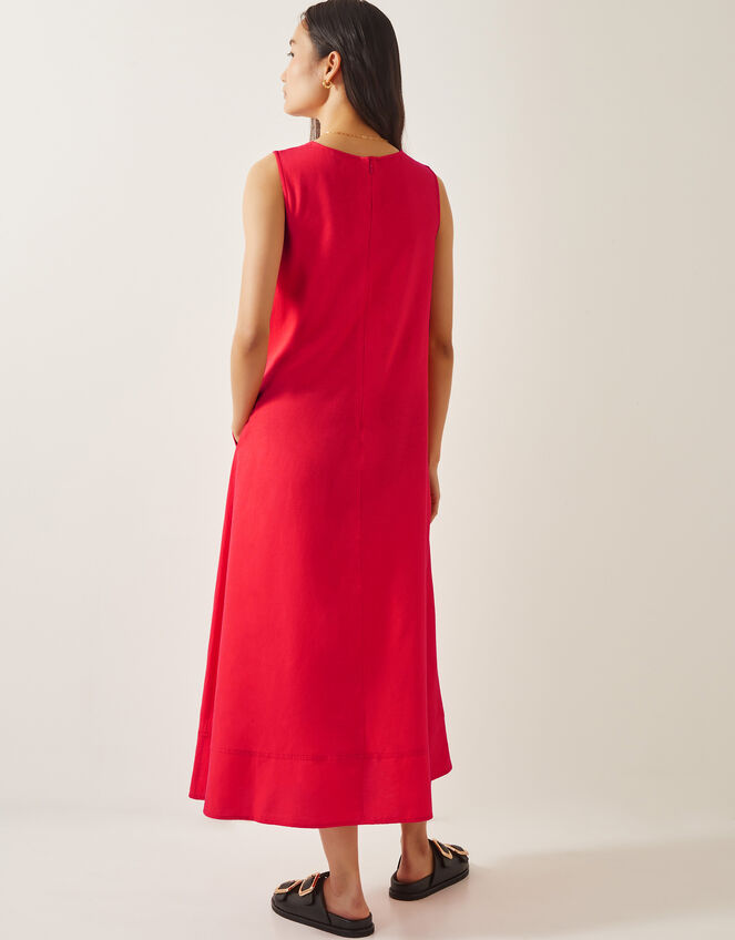 Britt Linen Blend Sleeveless A-Line Midi Dress, Orange (CORAL), large