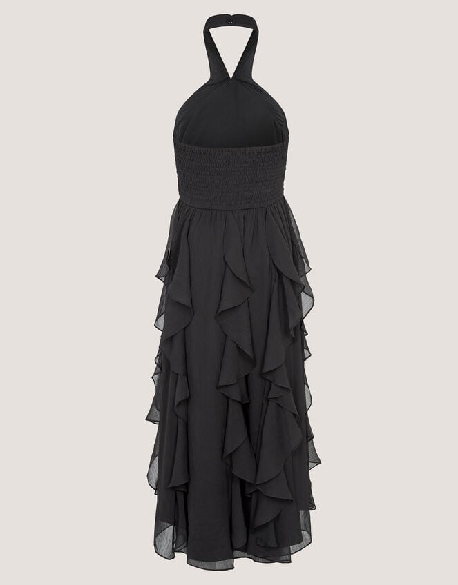 Arizona Halter Ruffle Prom Dress, Black (BLACK), large