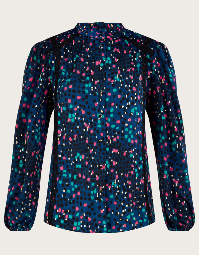 All-Over Foil Print Jersey Shirt, Teal (TEAL), large