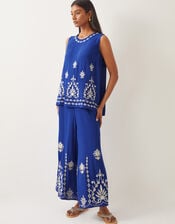 Saffron Embroidered Tank Top, Blue (BLUE), large