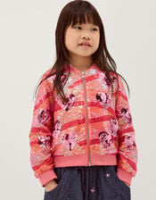 Sequin Heart Bomber Jacket, Pink (PINK), large