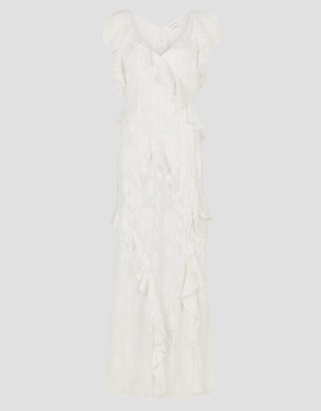 Remi V-Neck Ruffle Maxi Wedding Dress, Ivory (IVORY), large