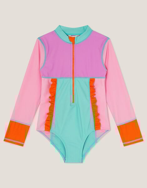 Colourblock UPF50+ Long Sleeve Swimsuit, Multi (MULTI), large