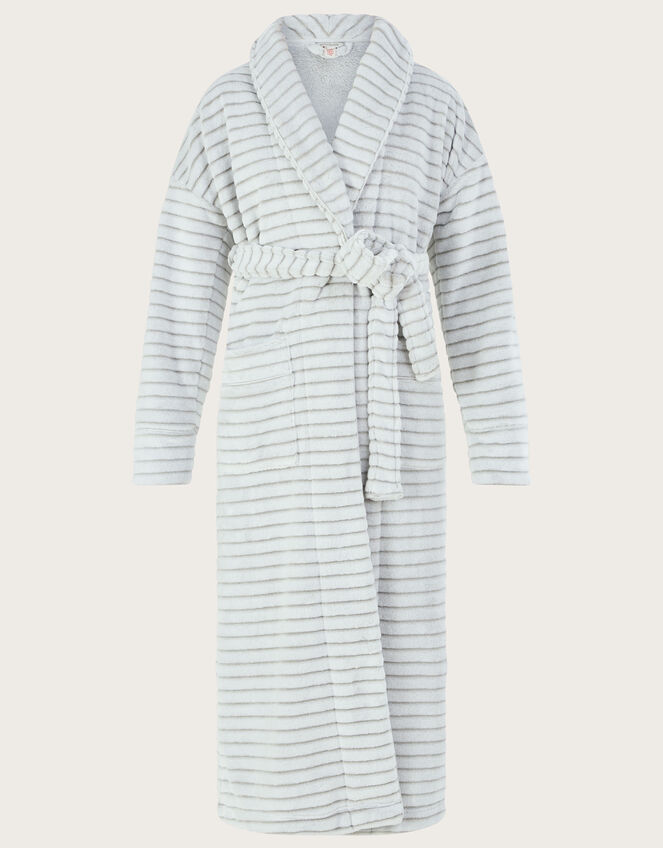 Stripe Textured Dressing Gown, Grey (GREY), large