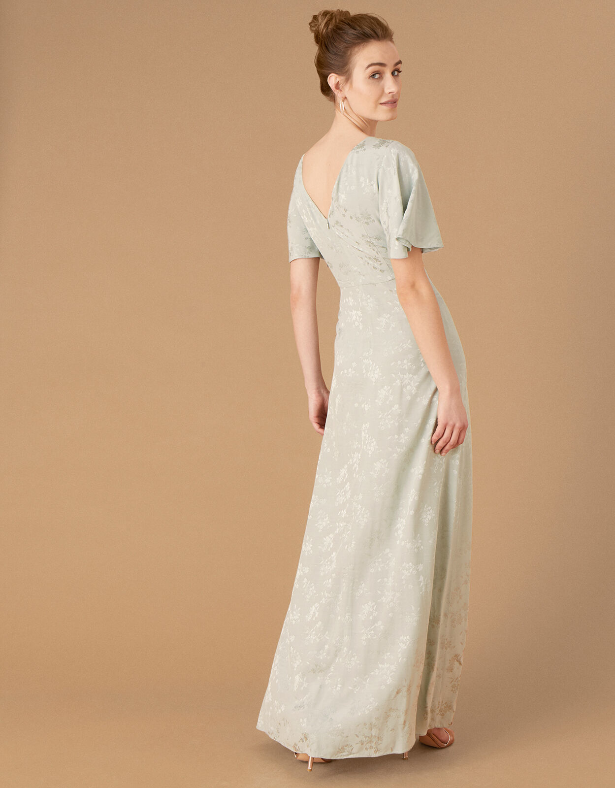 Ellinor Satin Jacquard Maxi Dress Green