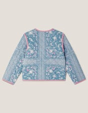 Embroidered Paisley Quilted Jacket, Blue (BLUE), large