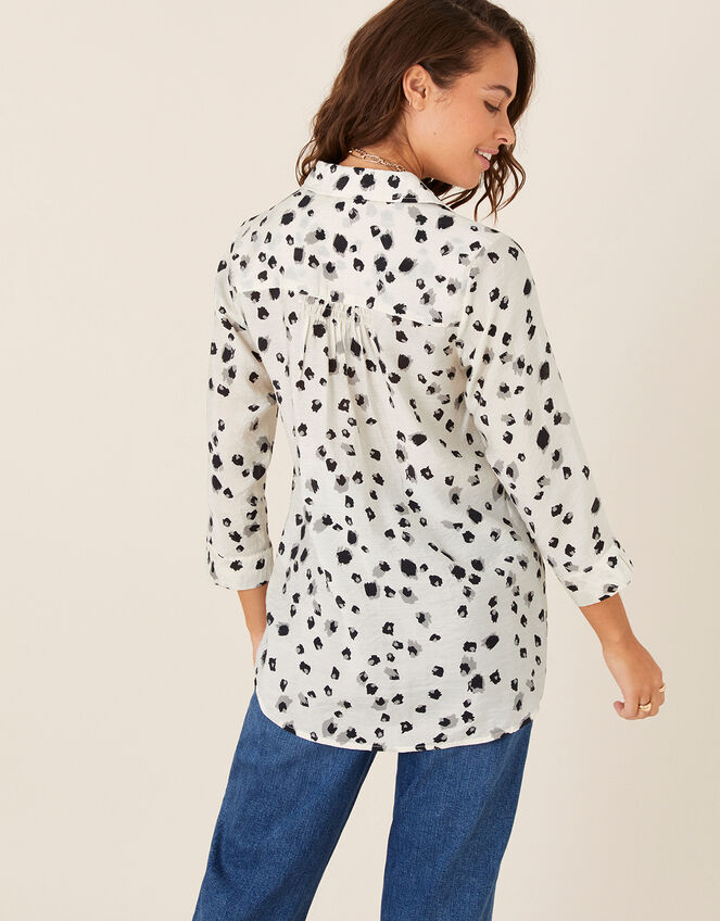 Animal Print Relaxed Shirt, Ivory (IVORY), large
