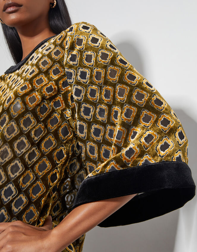 Jade Devor&eacute; Velvet Top, Brown (CHOCOLATE), large