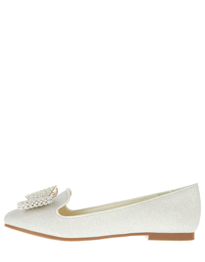 Sylvia Pearl Dazzle Bow Slippers, Ivory (IVORY), large