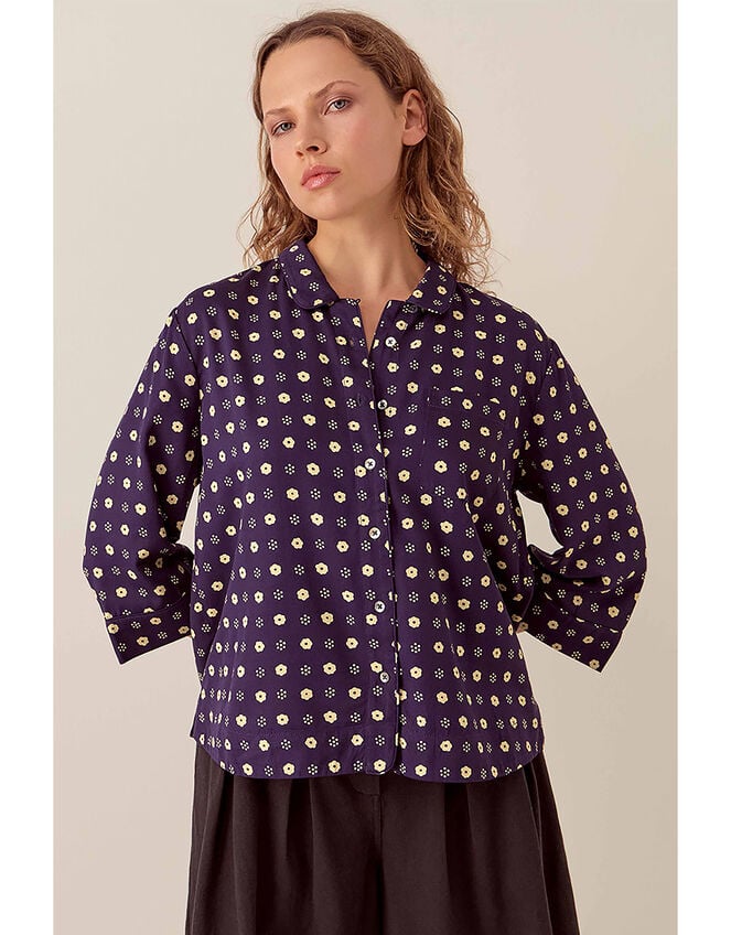 East Aimi Printed Shirt, Blue (NAVY), large