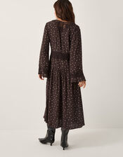 Mackie Polka Dot Lace Midi Dress, Brown (CHOCOLATE), large
