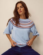 Fia Fair Isle Knit Jumper, Blue (BLUE), large