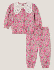 Baby Floral Collared Sweatshirt & Joggers Set , Multi (MULTI), large