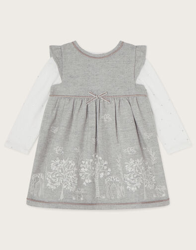 Baby Tree Stitch Detail Pinafore with T-Shirt Grey, Grey (GREY), large