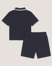 Jersey Polo Shirt & Shorts Set, Blue (NAVY), large