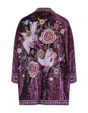 East Ariel Embroidered Velvet Jacket, Purple (PURPLE), large