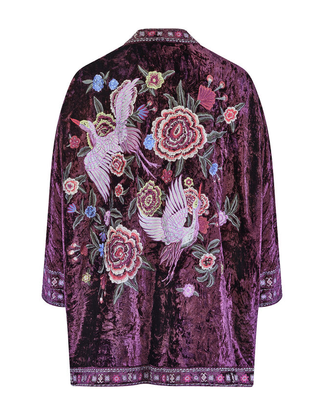 East Ariel Embroidered Velvet Jacket, Purple (PURPLE), large