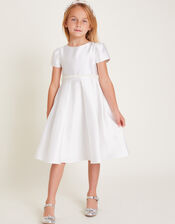 Henrietta Pearl Belt Dress, Ivory (IVORY), large