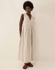East Zoe Yarn-dyed Textured Cotton Dress, Ivory (IVORY), large